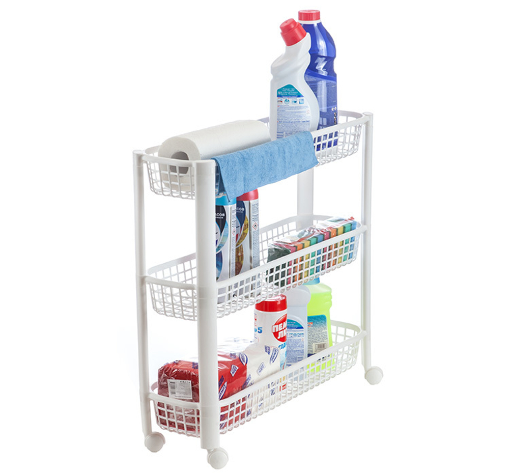 Полка узкая на колёсах (3 секции)