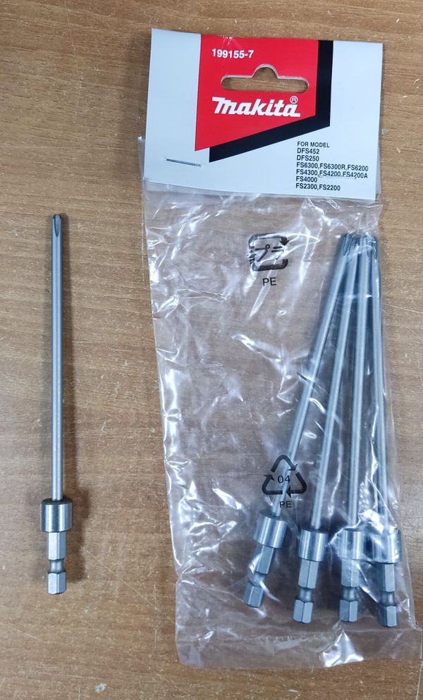 Биты PM2 для насадки автоподачи для DFS250/2200/4000/6200, 130мм, 5шт. Makita 199155-7