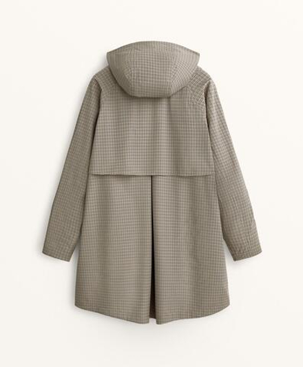 Oysho Сверхлегкий плащ Houndstooth с водонепроницаемостью 10 000 мм, норка