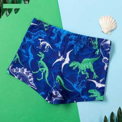 Трусы купальные "Динозавры" рост 110-116 (32), синий (KAFTAN), 1 шт.