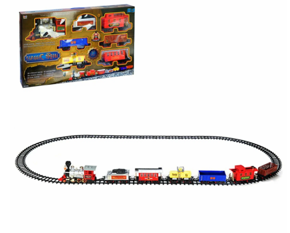 Железная дорога «Классический поезд», работает от батареек, свет и звук