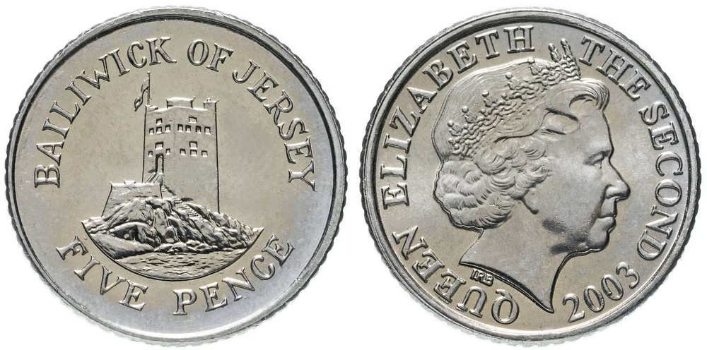 Джерси 5 пенсов, 2003 Башня Ле Хок UNC