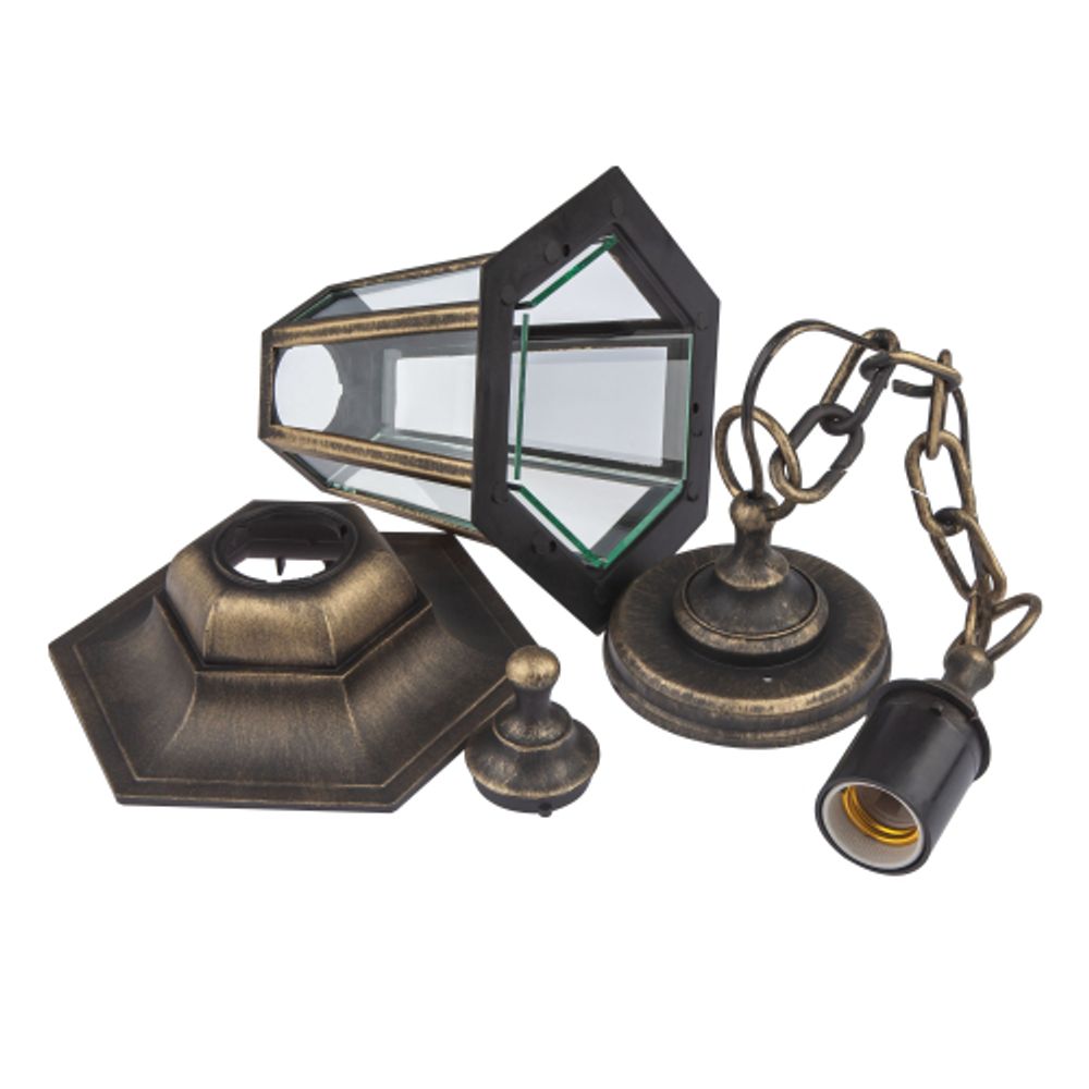 Садово-парковый светильник ЭРА НСУ 06-60-001 бронза 6 гранный подвесной IP44 Е27 max60Вт | Садово-парковые светильники