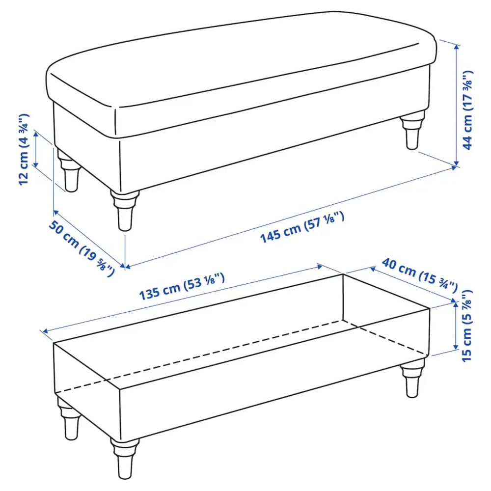 Пуф с местом для хранения - IKEA ESSEBODA/ЕССЕБОДА ИКЕА, 44х50х145 см, черный