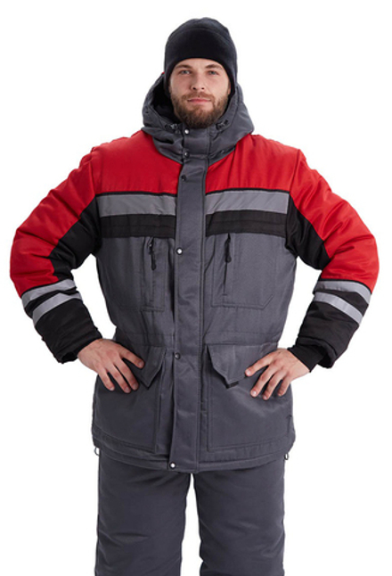 Костюм зимний "Зимник" т.серый с красным и черным
