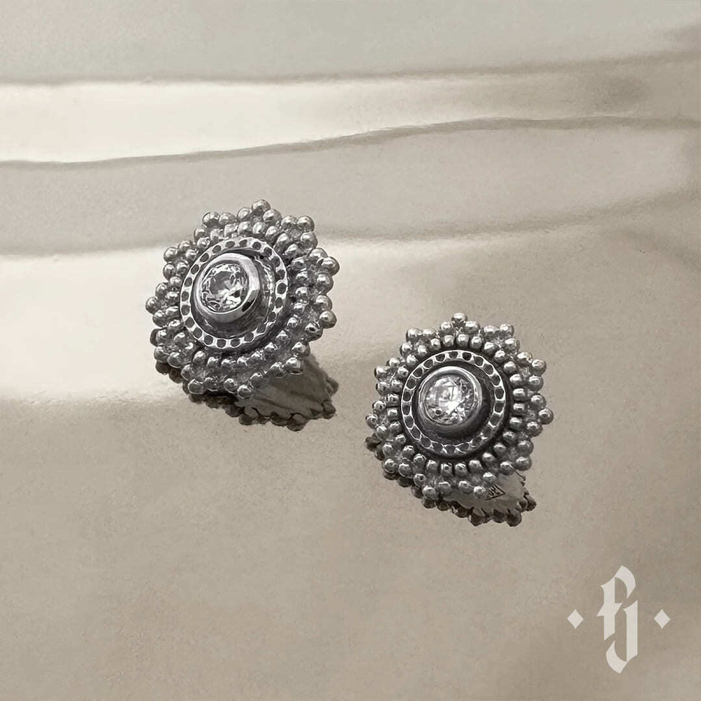 Накрутка "Sol" - Белое золото - White CZ
