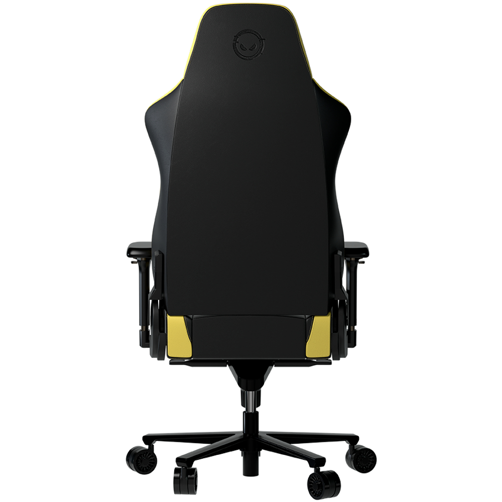 LORGAR Base 311, Gaming chair, PU eco-leather, 1.8 mm metal frame, multiblock mechanism, 4D armrests, 5 Star aluminium base, Class-4 gas lift, 75mm PU casters, Black + yellow