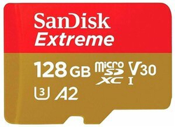 Карта флэш-памяти, MicroSD, 128 Гб, SanDisk Extreme, A2 UHS-I U3