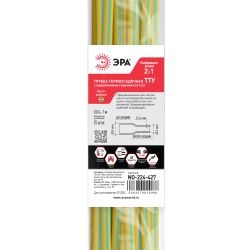 Термоусадочная трубка ЭРА NO-224-427 ТТУ нг-LS 6/3 жёлто-зелёная в отрезках по 1 м 25 шт | Термоусадочная трубка (ТУТ)