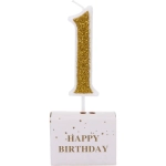 Свеча для торта Цифра Иллюзия «1» 9.5 см, золото