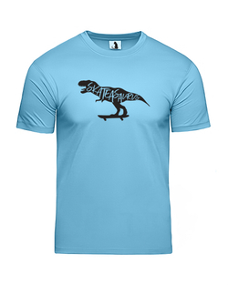 Футболка Skateasaurus unisex голубая с черным рисунком