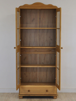 Шкаф витрина, 77х32х186, Бритта, буфет, стеклянный, сервант, деревянный, 2 двери, бейц, Dipriz