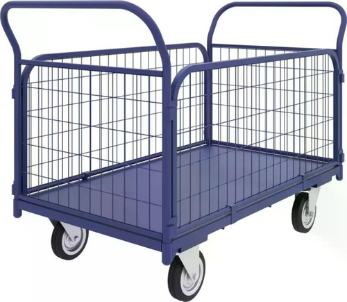 Тележка платформенная 4-х колесная с сетчатыми бортами ТС-7 (800х1400 мм, колеса ф160 мм)