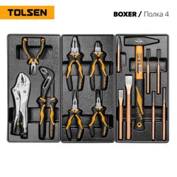 TOLSEN (TT85415-157) Набор инструментов "BOXER" для тележки, 12 ложементов, 157 предметов