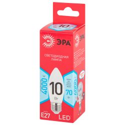 Лампа светодиодная ЭРА RED LINE LED B35-10W-840-E27 R Е27 / E27 10 Вт свеча нейтральный белый свет | Лампы cветодиодные Свеча (B/C)