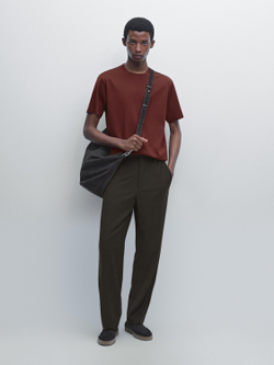 Massimo Dutti Футболка из 100% хлопка, гранатовый