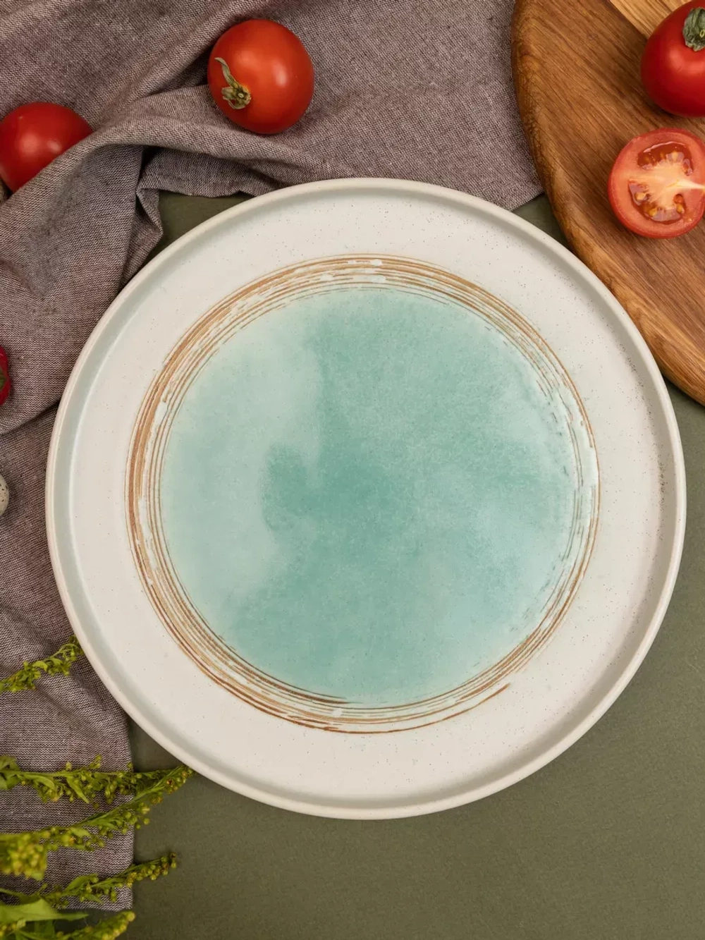 Тарелка с бортиком, Аквамариновое золото, диаметр 21 см 6 шт