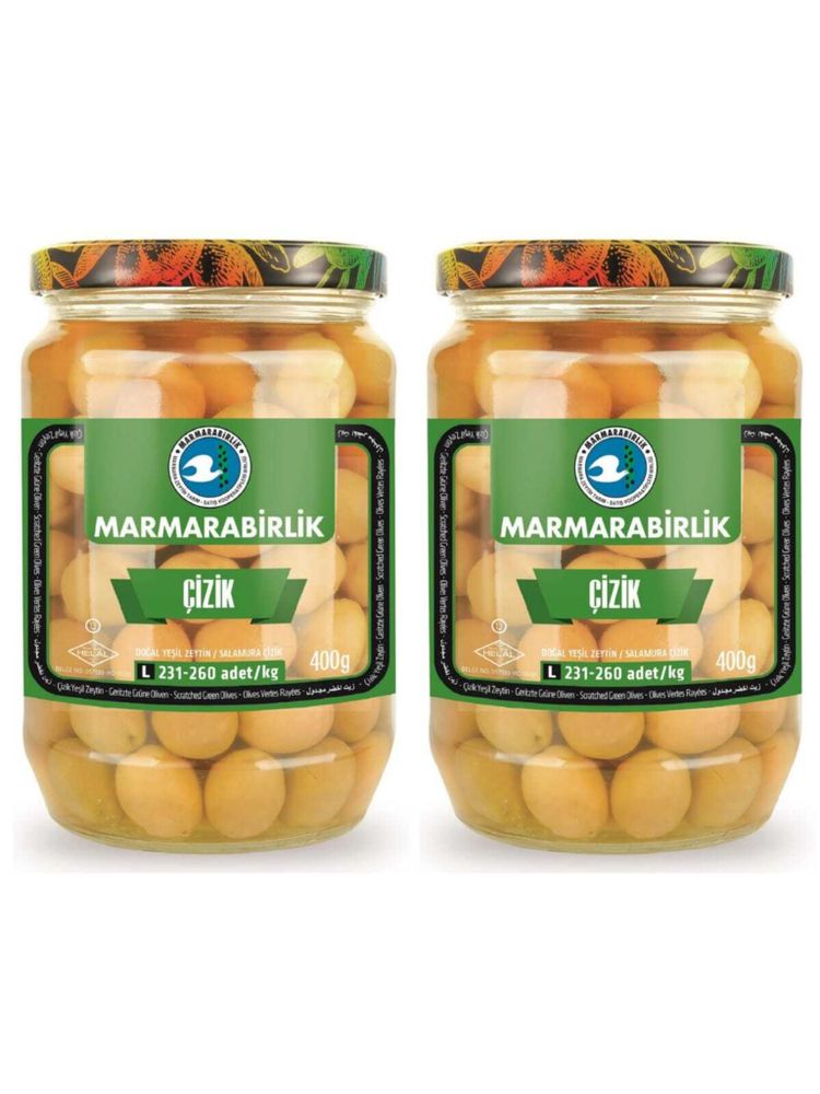 Оливки Marmarabirlik зеленые CIZIK L, 400 г, 2 шт