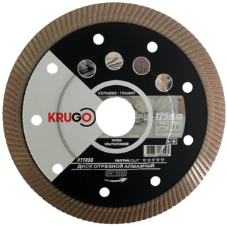 Диск алмазный Турбо ультратонкий по керамике KRUGO 125x1,3x22,23x10mm, RTT05S