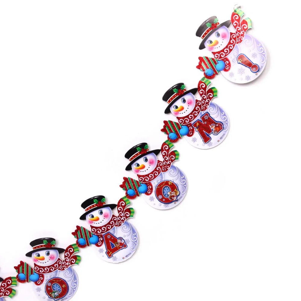 Гирлянда бумажная Новогодняя 2,1 м «Снеговики»