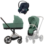 Коляска Cybex Priam IV Rosegold complete Aton S2 Ocean Blue Base One 4 в 1 Leaf Green