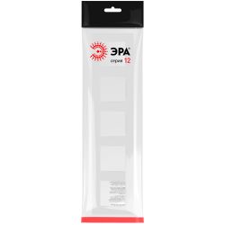 Рамка для розеток и выключателей ЭРА Серия 12 12-5205-01М на 5 поста, Классик, белый матовый