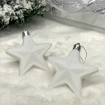 Набор ёлочных украшений VELOUR «Звезда» 8 см (набор 2 шт), Белый