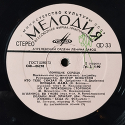 Винтажная виниловая пластинка LP Поющие Сердца (СССР 1975) Кто Тебе Сказал