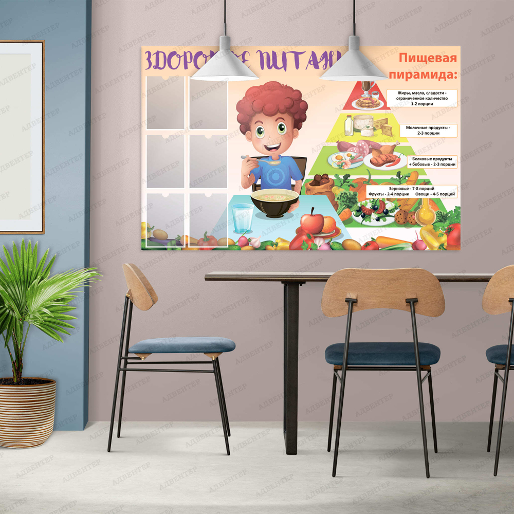 Стенд Здоровое питание с карманами А4 896