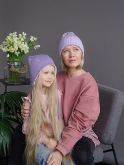 Шапка весенняя/осенняя вязаная (Св.сиреневый) ЭНИ