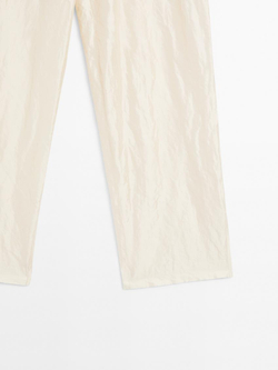 Massimo Dutti Брюки из фактурного атласа с прямыми штанинами - Limited Edition, жемчужно-серый