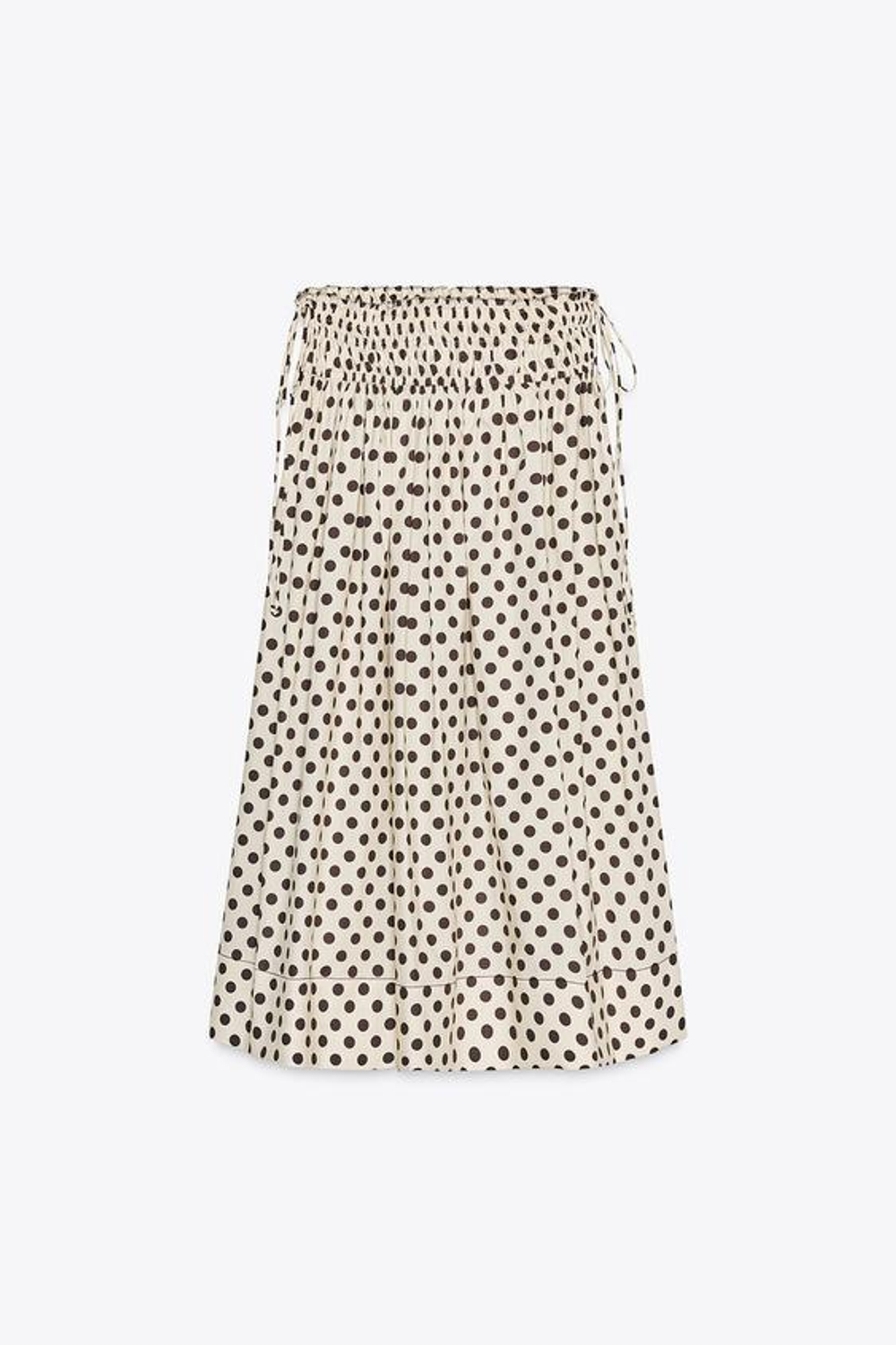 ZARA ЮБКА МИДИ В ГОРОШЕК — ZW COLLECTION, ЭКРЮ