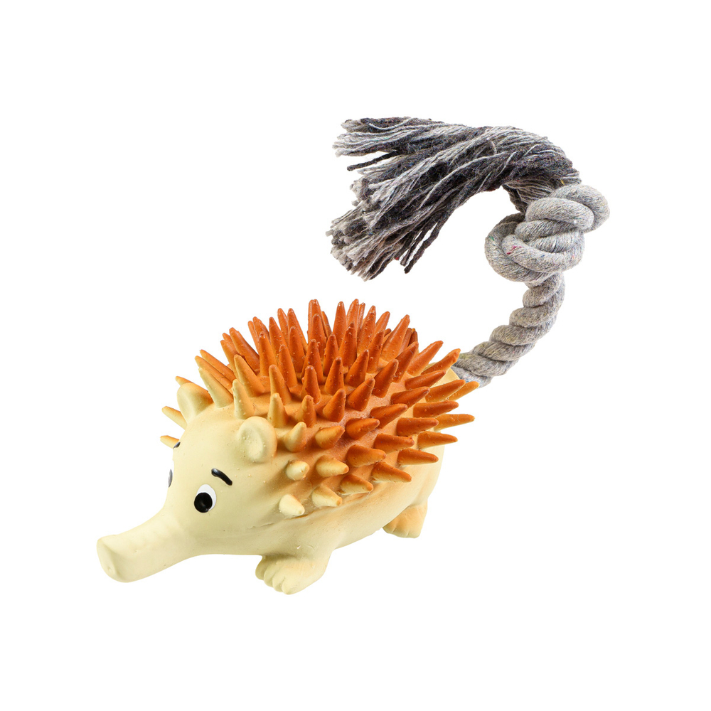 ZOOONE Игрушка для собак "Еж с канатом", латекс, 23 см
