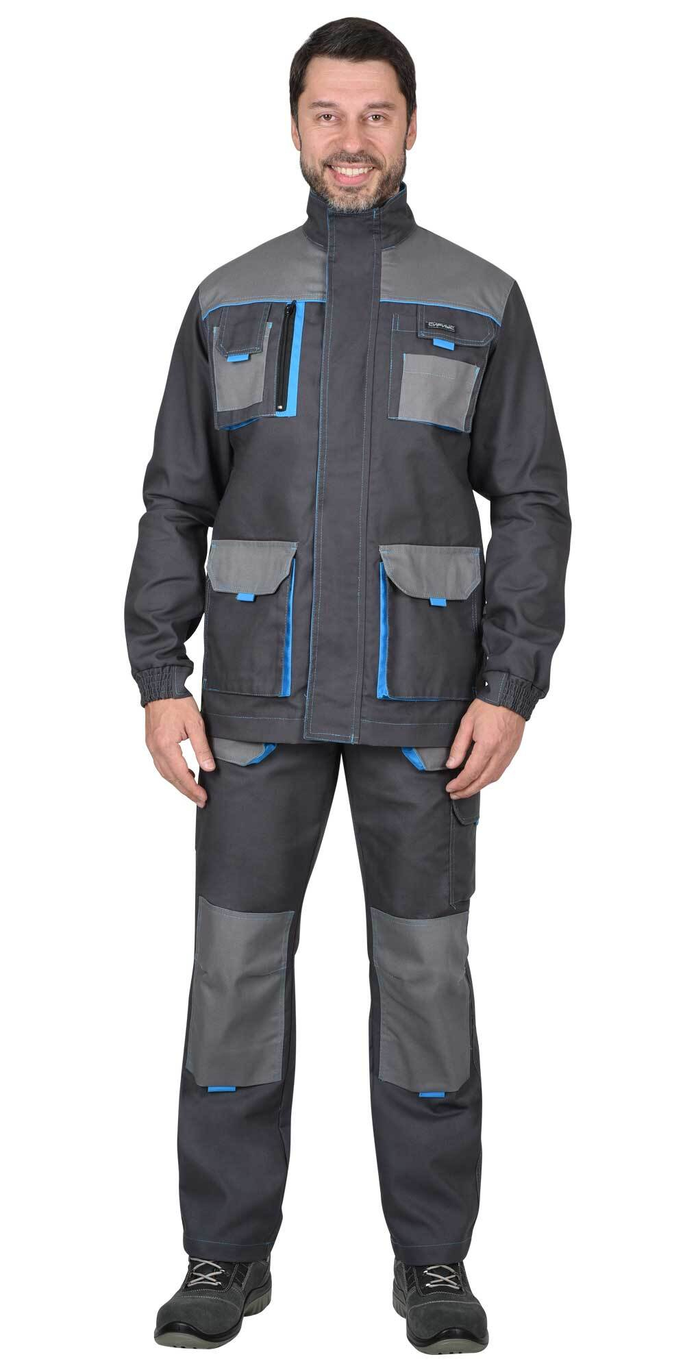Куртка "Двин" цв. т.серый со средне серым и голубой отделкой (ЧЗ)