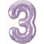 Agura Шар 40" / 102 см "Цифра 3" Сиреневый (БГ-60)