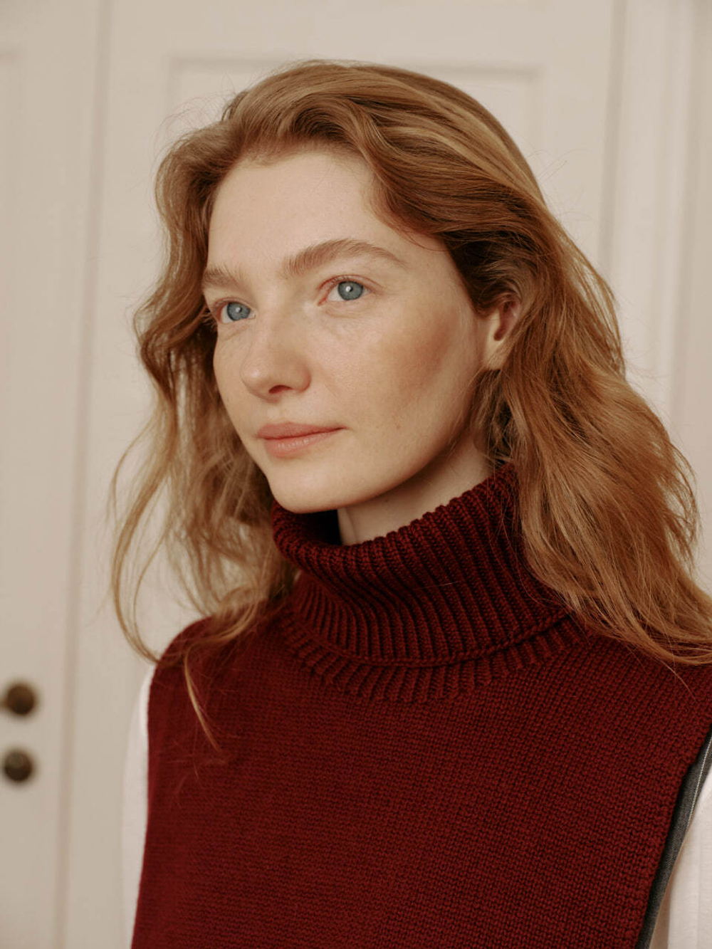 Манишка из кашемира с мериносом цвета бордо ПРЕДЗАКАЗ