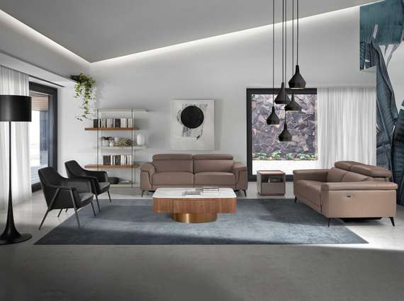 Двухместный диван с реклайнером Angel Cerda 5319-2P, бежевая кожа