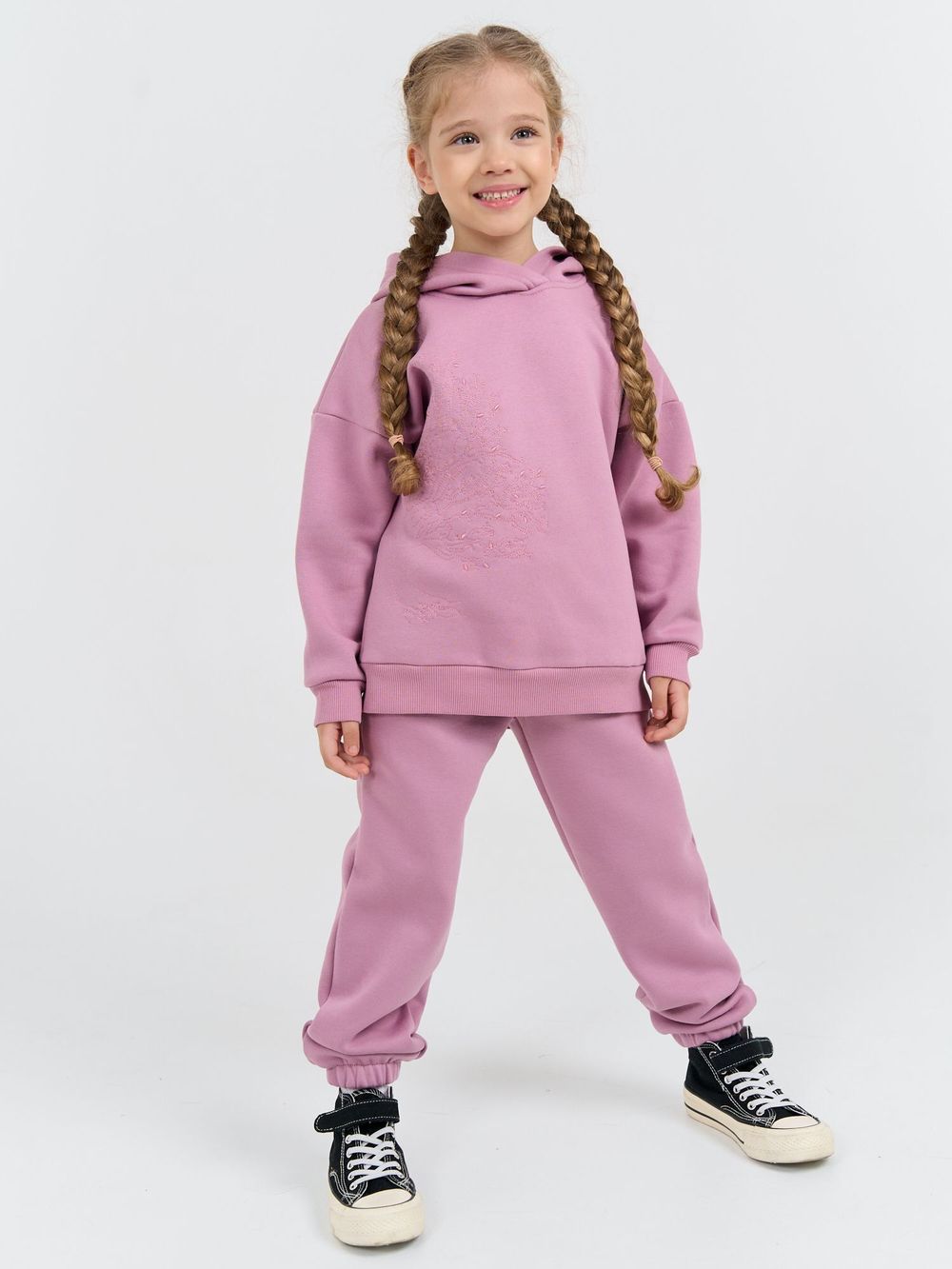 Костюм с худи "Орхидея" с вышивкой утепленный