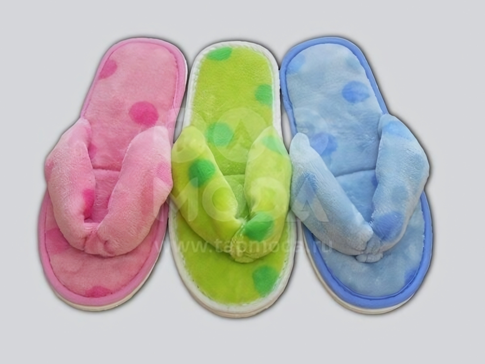 Тапочки домашние женские «Шлепки» верх велсофт, окантовка-тесьма р-р 36