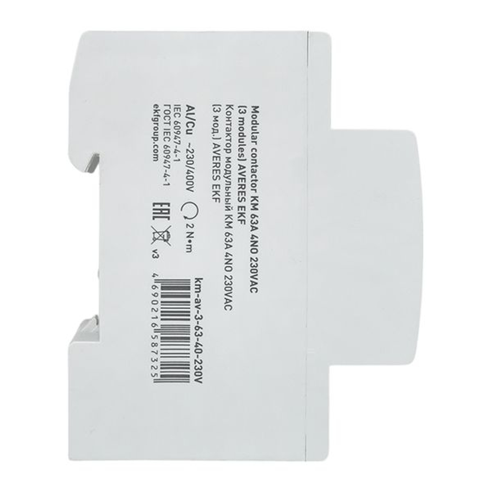 Контактор модульный КМ 63А 4NO 230В АС (3 мод.) AVERES EKF