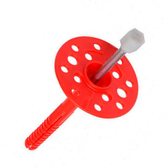 Дюбель гвоздь гриб 10х160 для изоляции с металл гвоздем, красный