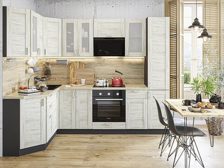 Угловая модульная кухня Лофт-04 Nordic Oak - Graphite 2140*1700/2600*600