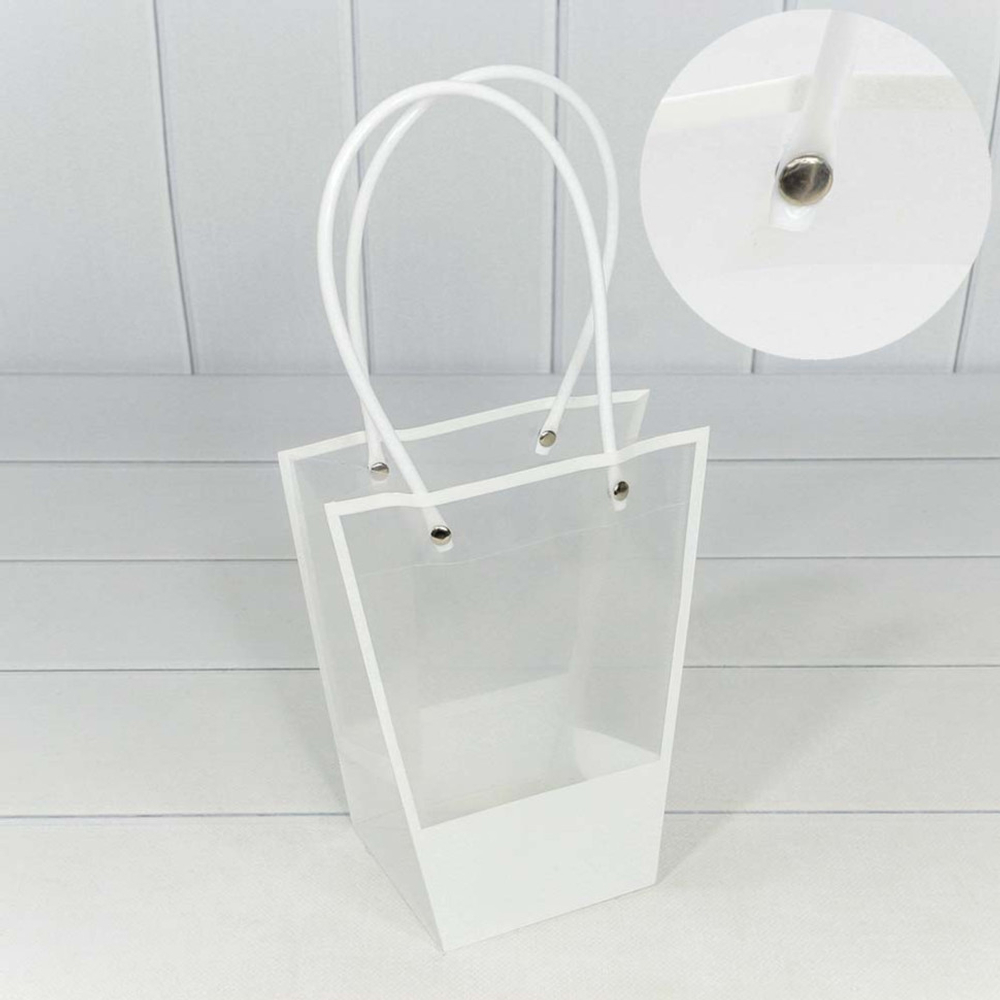 Пакет подарочный 20х17х10см Ваза для цветов (Белый)