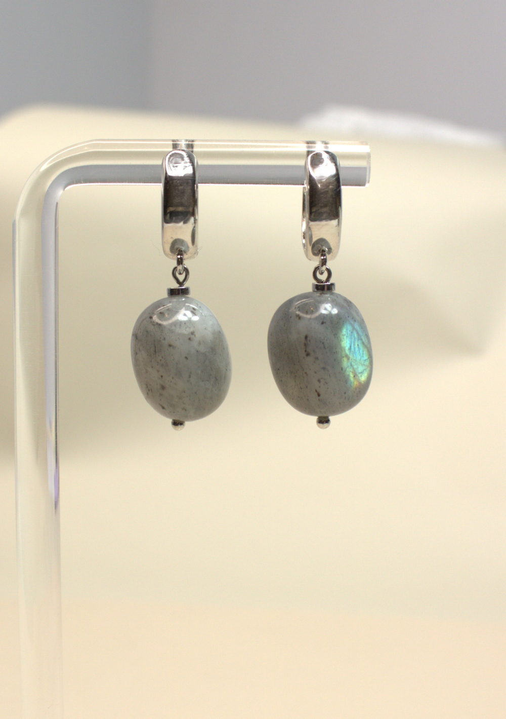 Серьги с натуральным лабрадором "Сияние"