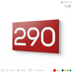 Номер на дверь 290, табличка на дверь для офиса, квартиры, кабинета, аудитории, склада, красная 120х70 мм, Айдентика Технолоджи