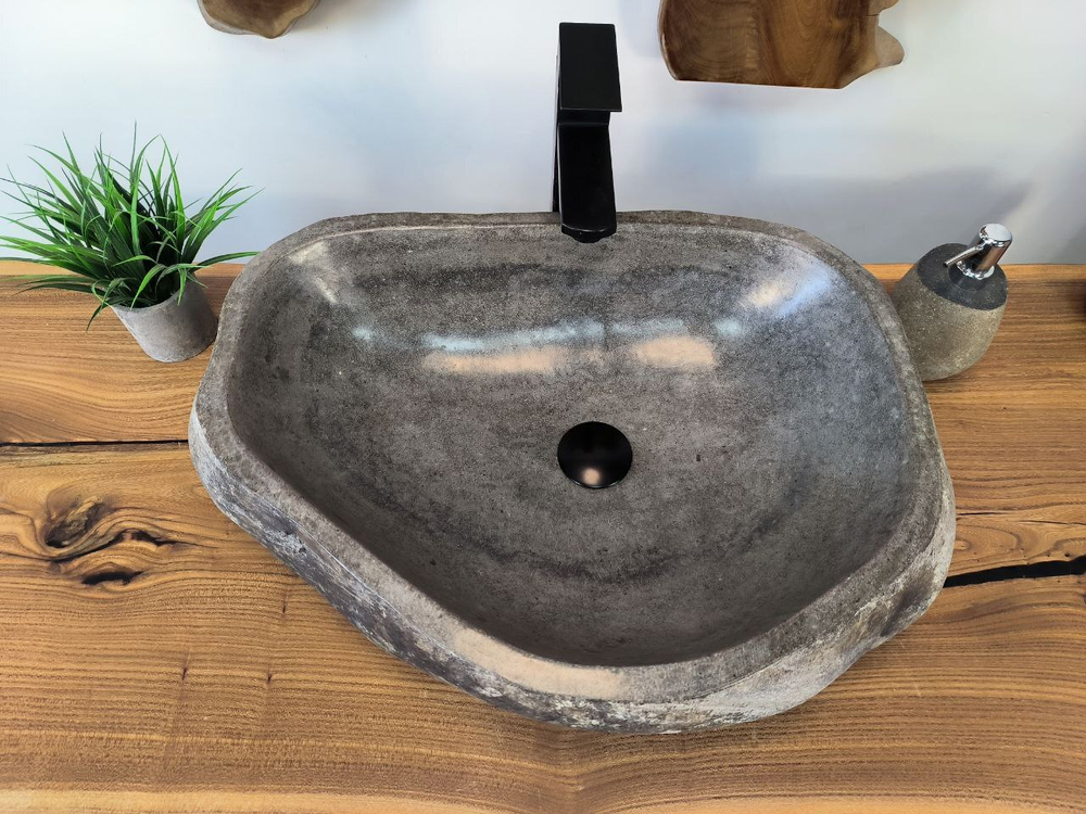 Раковина из речного камня RS-65803 58х42х15 из натурального камня
