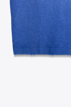 ZARA ФУТБОЛКА С ЭФФЕКТОМ ПОТЕРТОСТИ И НАДПИСЬЮ, СИНИЙ