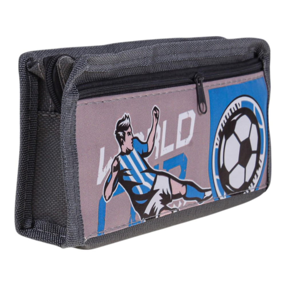 Пенал мягкий 2 отделения "Футбол" 3 цвета микс