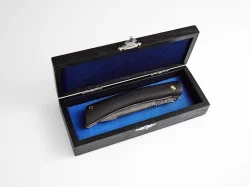 Складной нож "Скелетон", дамасская сталь, рукоять черный мореный граб