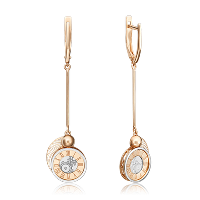 Серьги «Импульс» с английским замком из комбинированного золота  02-4776-00-000-1111-74